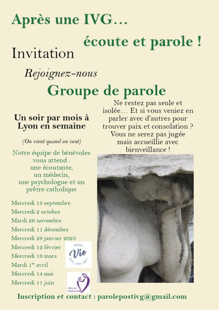 Dates du groupe de parole post-ivg à Lyon