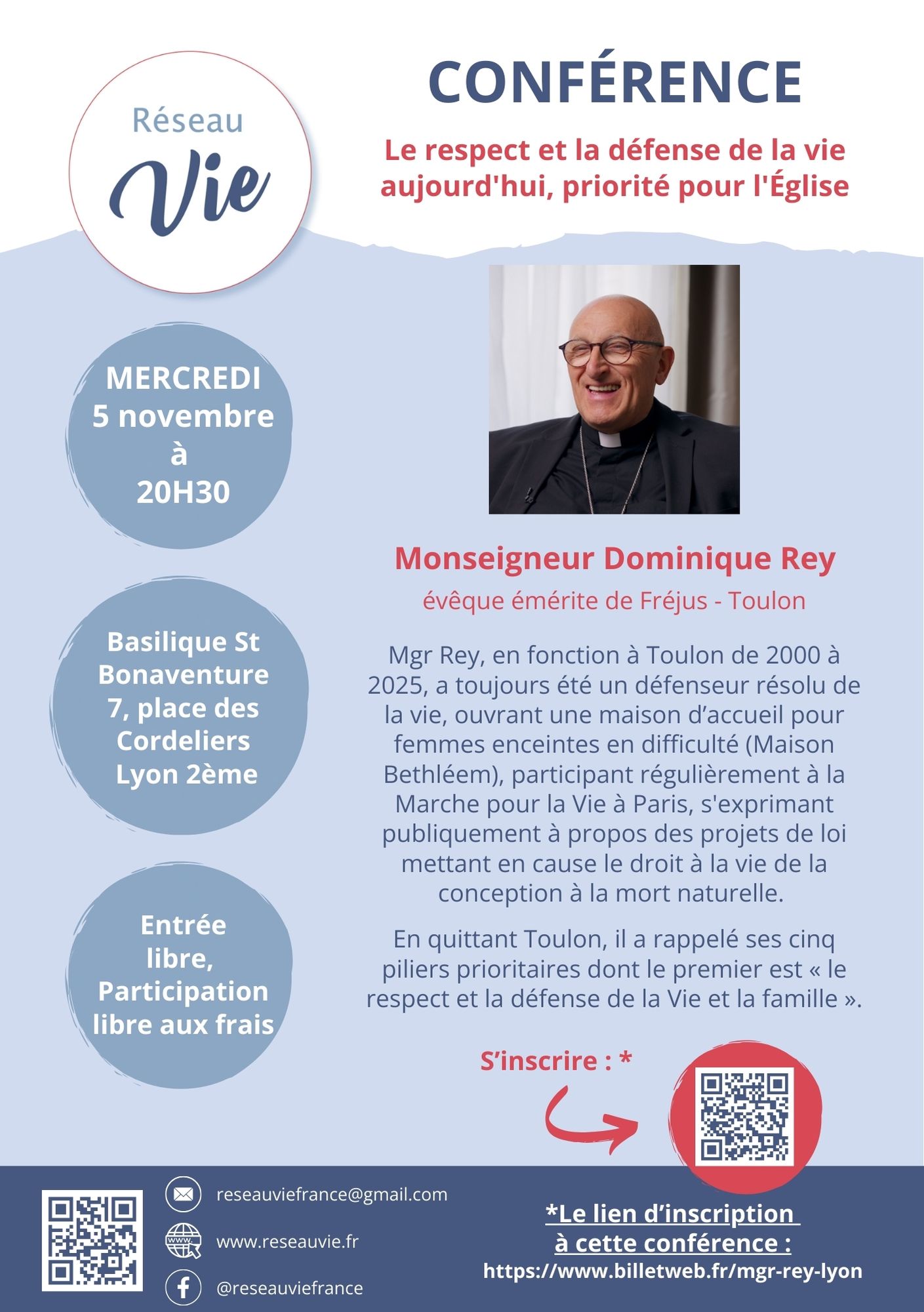 Conférence Mgr Rey à Lyon St Bonaventure - 5 novembre 20h30