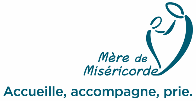 Logo de Mère de Miséricorde : "Accueille, accompagne, prie"
